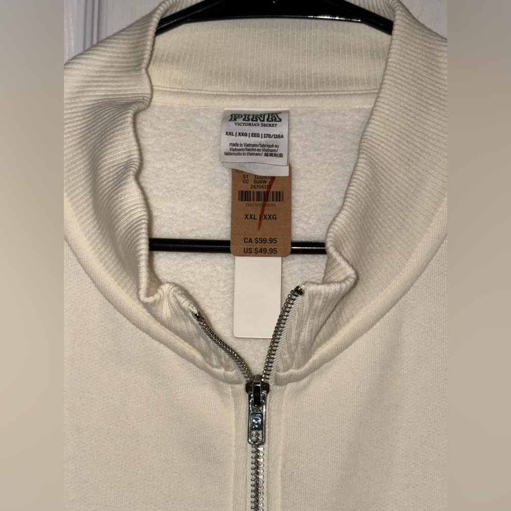 PINK By VS Cream Half-Zip Sweatshirt XXL - Picture 3 of 4